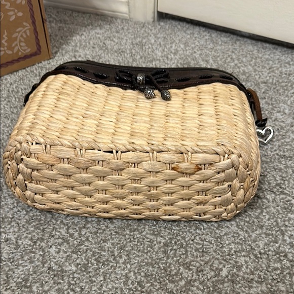 Brighton Woven Wicker Straw & Leather Shoulder Bag Crossbody Purse w/ Dust Bag - Picture 5 of 13